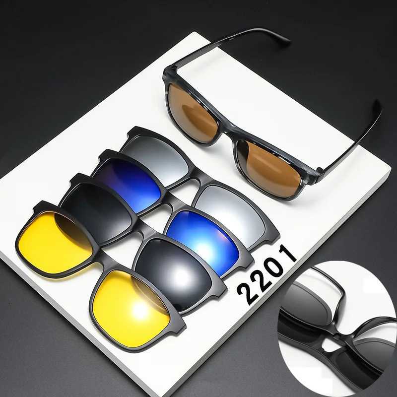 Magnetic Sunglasses Clip And Optical Glasses Frame 6 in 1 Women Men Polarized or Night Vision Multipurpose Eyeglasses Set 2201T251024