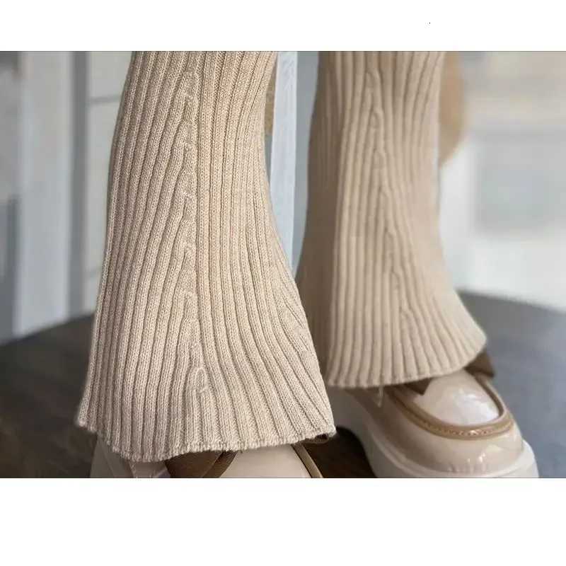 Kids Girls Flare Pants Knitted Pants 2024 New Arrival Children Casual Cotton Leggings Black Coffee Beige Autumn Winter ClothesT251024