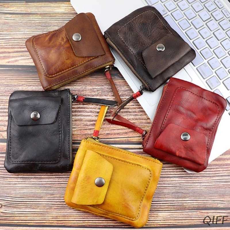 Genuine Leather Coin Purse Vintage Mini Zipper Wallets Case Storage Bag Card Holder Pocket for Men Women Z251023