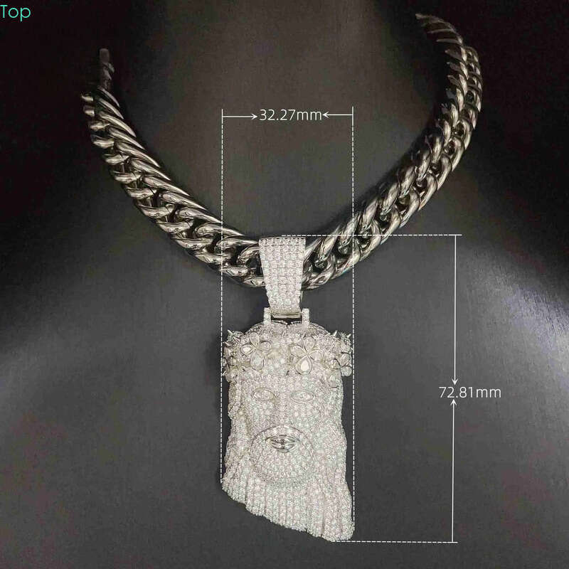 Fashion Vvs Moissanite Gold Plated Sterling Sier Jesus Head Pendant for Hip Hop Jewelry a9