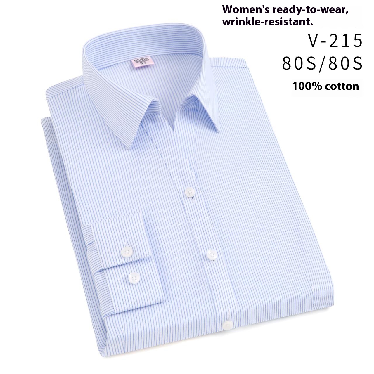 Women's 100% Cotton DP Ready-to-Wear Non-Iron Short-Sleeve Shirt Cotton Business Formal Shirt