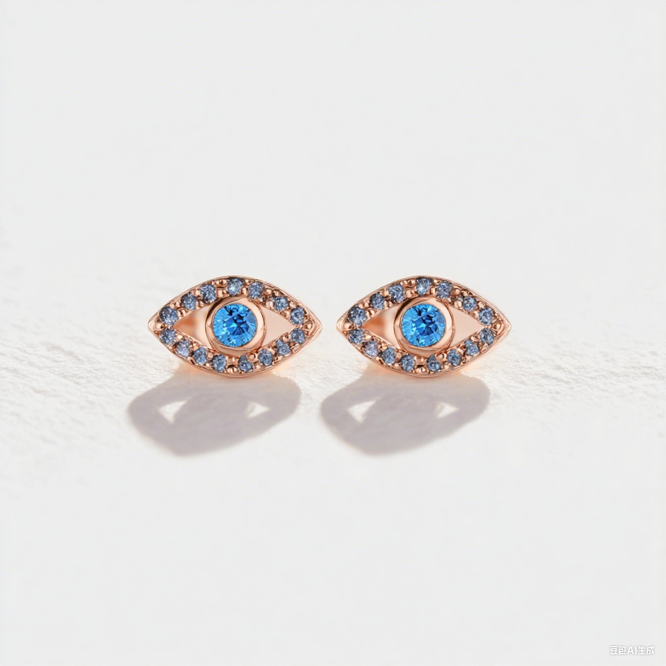 Luxury earrings 18K gold plated S999 sterling silver Devil's Eye earrings with blue diamond inlaid sparkling diamond geometric ring earrings Desi
