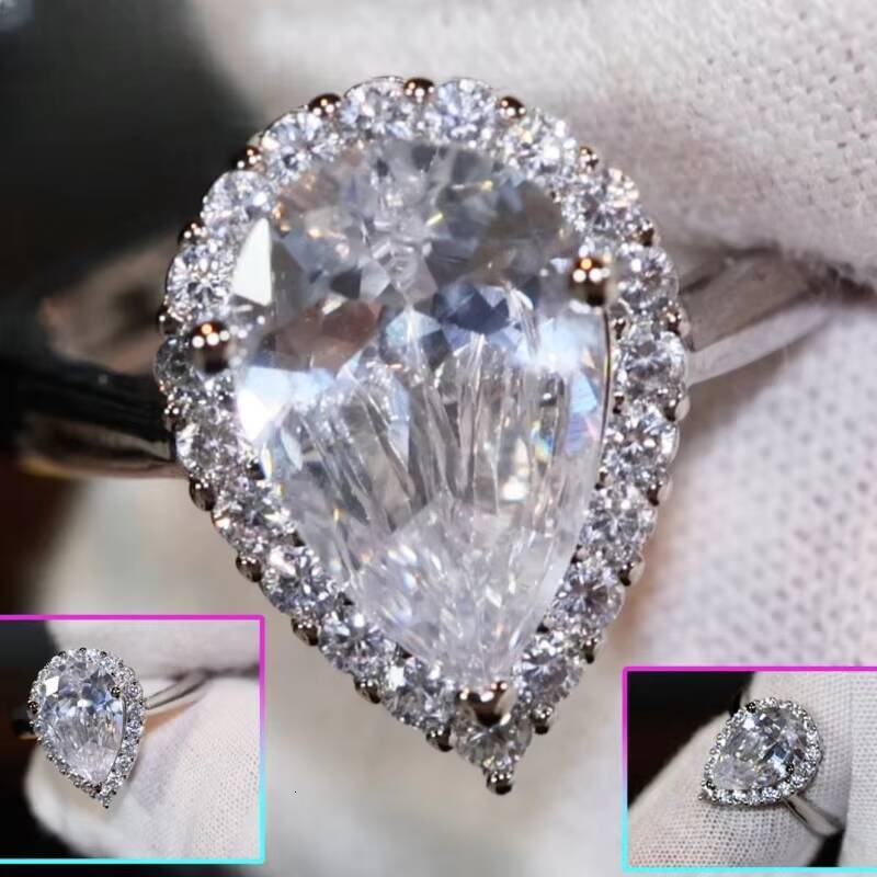 GRA Vvs Moissanite Solid Gold 10K 14K 18K Radiant Oval Pear Cut Engagement Ring 925 Silver Diamond for Women and Men