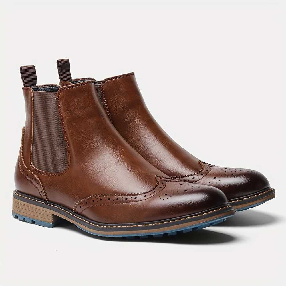 Fashion Brogue Chelsea Men Boots Classical American Style Leather Boots W251024