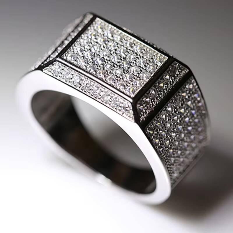 High Quality Hip Hop Jewelry Dubai Luxury Glaring Cool 925 Sterling Silver Iced Out Paved VVS Moissanite Diamond Mens Ring