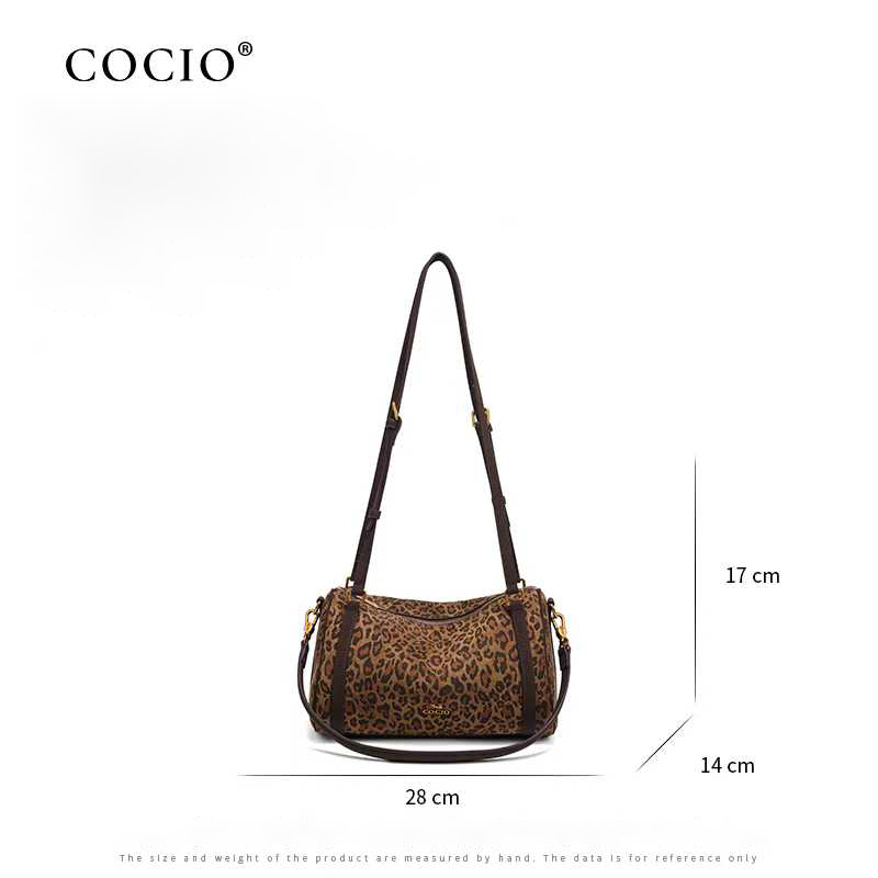 COCIO designer bag 2025 genuine leather new winter trendy and versatile boston bag large capacity fashionable casual shoulder bag for woman brown