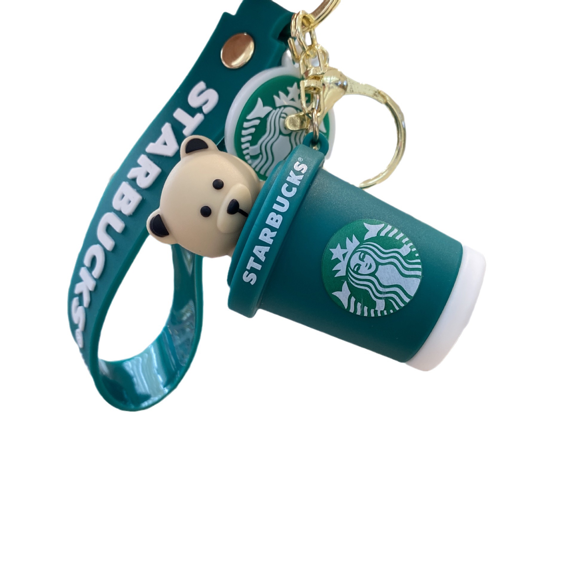 Starbucks Milk Tea Cup Keychain & Bear Plush Charm - Back-to-School Gift, Claw Machine Pendant
