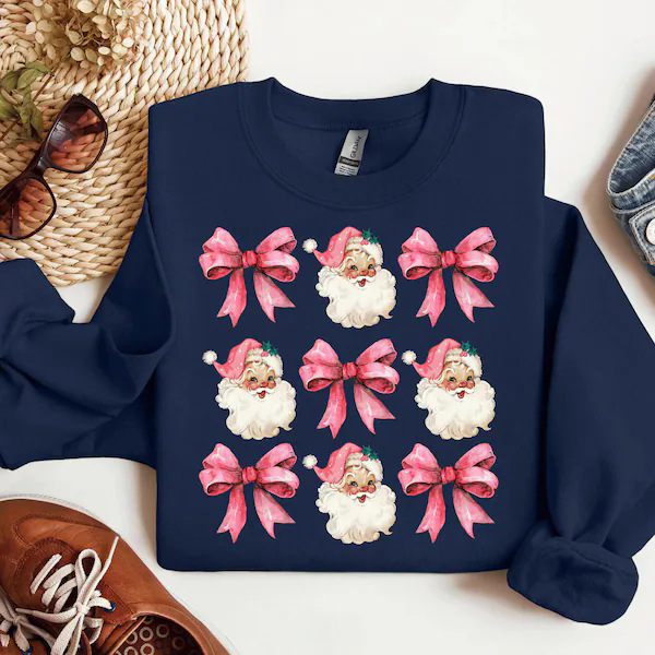 Tailored Female Xmas Outfit Cozy Long Sleeves Apparel Showcasing Jolly Old St Nick