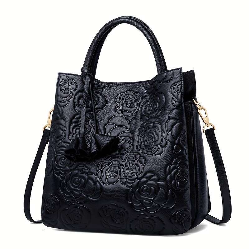 An Elegant Zippered Handbag, Stylish Wo, A Casual Floral-Patterned Handbag For Work.