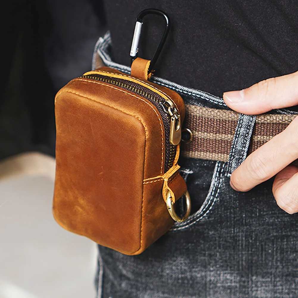 Genuine Leather Coin Purses Pouch Money Pocket Zipper Bags Top Layer of Cowhide Key Package Storage Bag Waist Bag Wholesale Z251023
