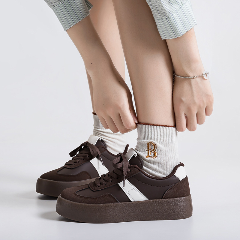 Free Shipping With Box design Casual Shoes Pu Leather 3.5cm Thick Sole Sneakers for Men And Women Walking