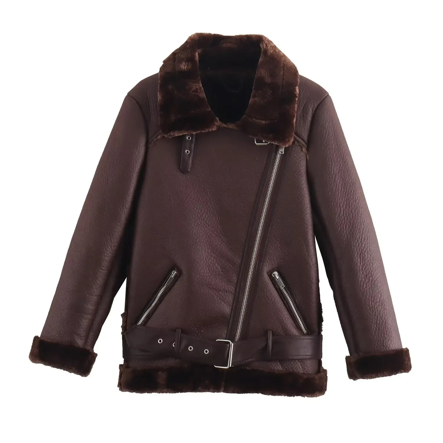 The Womens Jacket with Extra Thick Warm and Lamb Feather Rider Artificial Fur Outerwears 251021