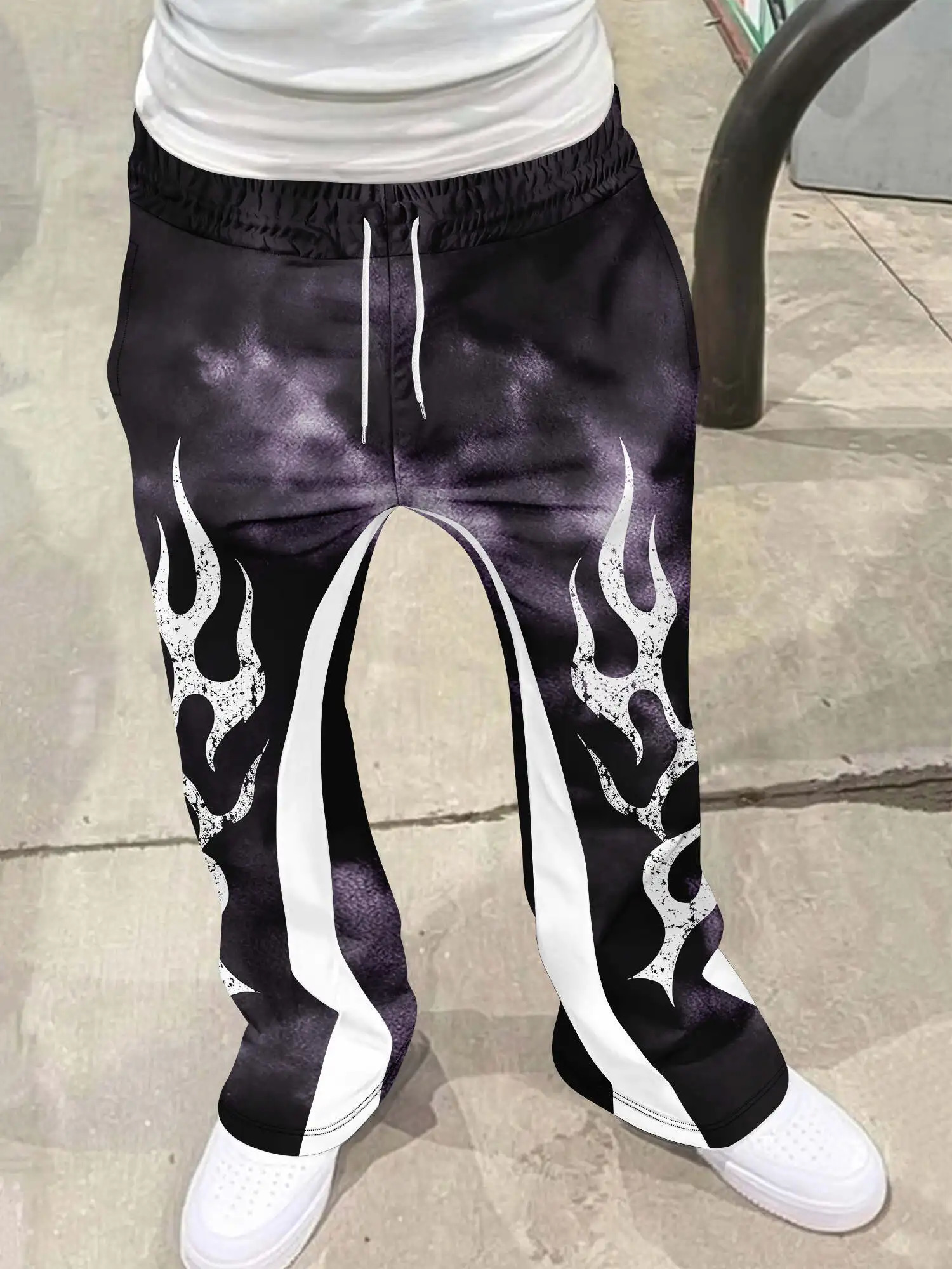 Y2k Flared Pants Men Loose 3D Print Trousers Casual Sweatpants Mid Waist Sporty Female Clothes Streetwear Hip Hop Vintage Pants 251020