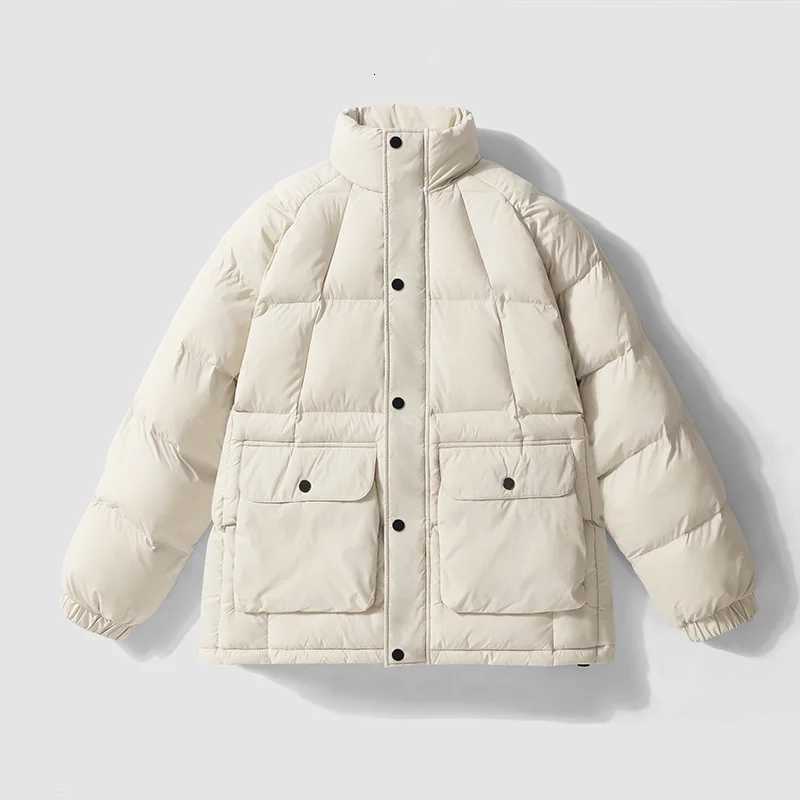 Stand Collar Parkas Men Winter Thick Padded Jackets Coats Fashion Casual Solid Color Cargo Parkas Male Outerwear Z251024