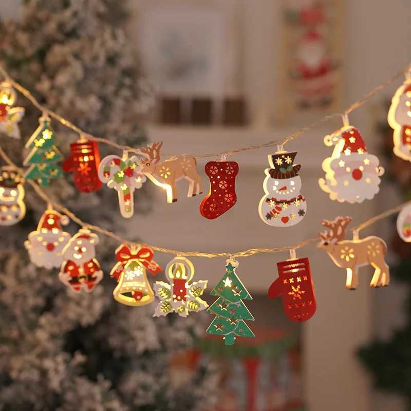 LED Santa Claus Lighting Colorful Christmas Lights Wrought Iron Christmas Decorative Lights Christmas Tree Light String C251024