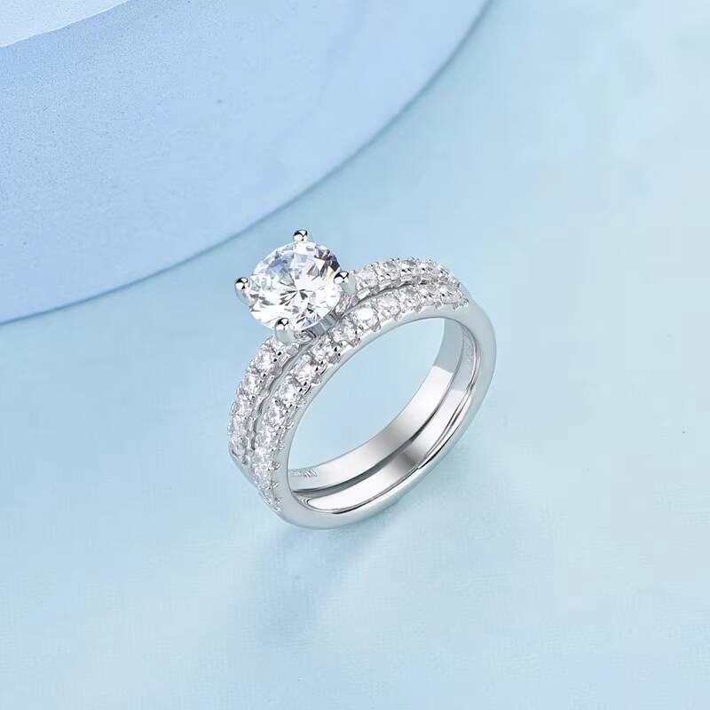 Moissanite Engagement Ring Fine Jewelry 925 Sterling Silver Rhodium Plated Ring Zircon Lovers Wedding Ring Stacking