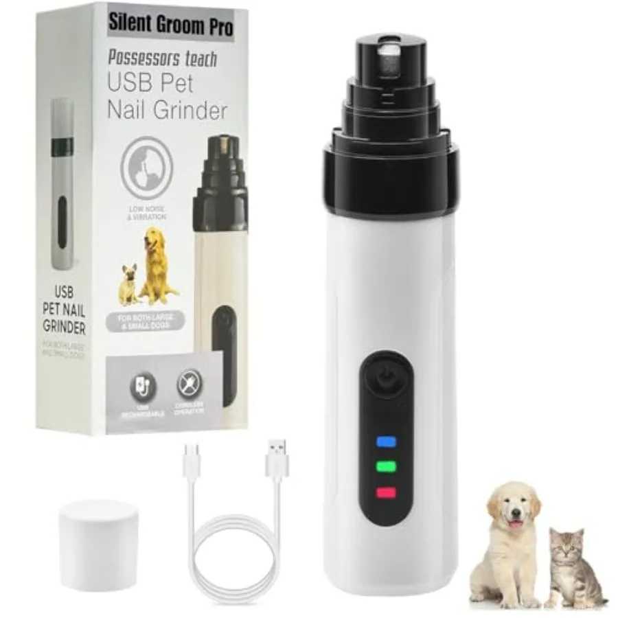 Silent Groom Pro Heusom Dog Nail Grinder Low Noise USB Rechargeable Pet Clipper for Painless and Safe Paw Grooming Trimming Ide Z20251024