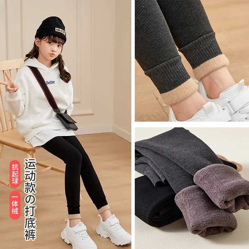 Girls Leggings 2022 Winter Pants for Kids Plus Velvet Teenager Leggins Warm Children Tights Thicken Panty Clothes 112yearsT251024