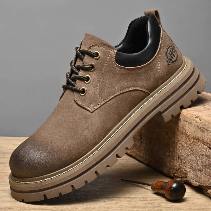 Paul Camel Men's Shoes 2026 New British-Style Footwear Genuine Leather Big Toe Low-Top Work & Casual Leather Martin Shoes for Daily Wear