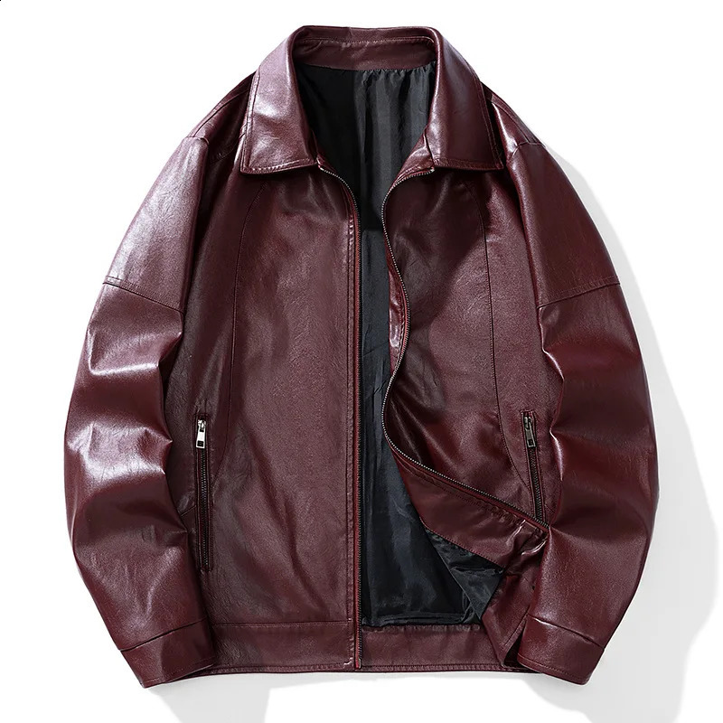 Man Leather Jacket Autumn Street Trend Turn Down Collar Men Coat Versatile Motorcycle Punk Long Sleeve Zipper Male Outerwear 251023