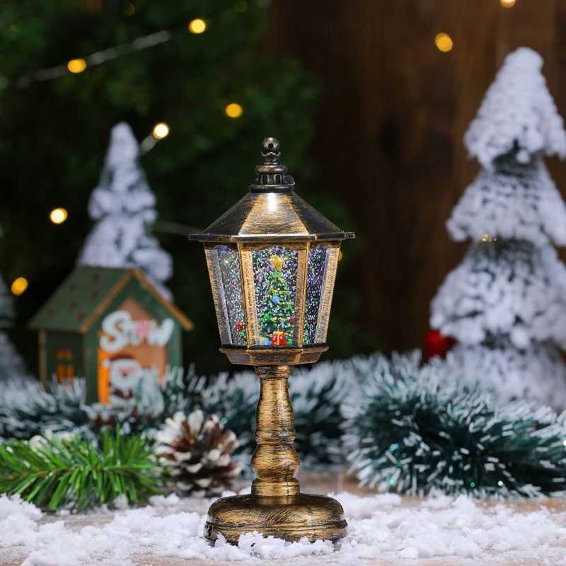 1PC Waterfilled hexagonal desk lights Christmas decorations glowing night lights Christmas creative ornaments holiday gifts C251115