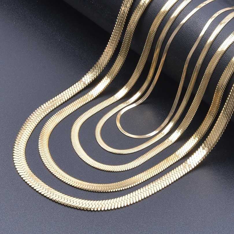 Stainl Steel Chain Necklace Width 23456mm Flat Blade Necklace Snake Bone Chain Men Womens Trend Jewelry Accories GiftXJ251024