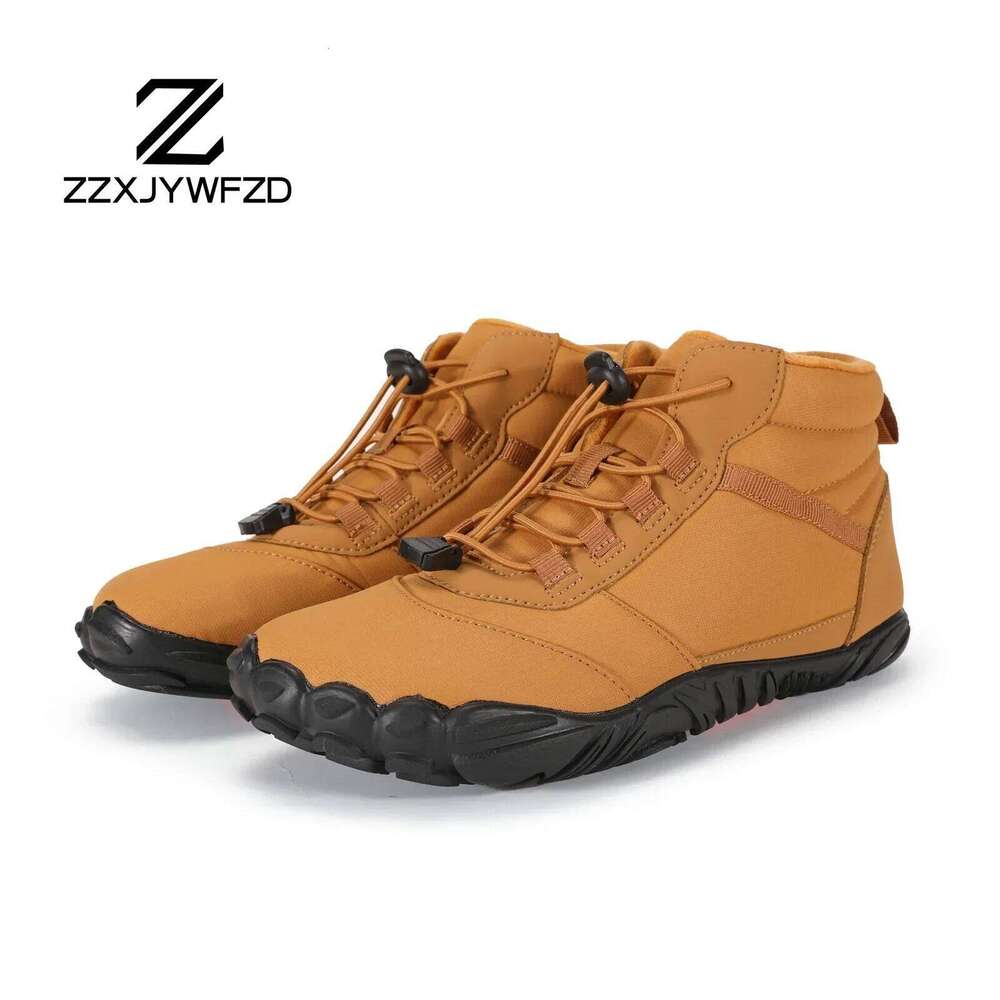 Men Winter Plush Waterproof Snow Cotton Boots Barefoot Women Warm Fur Anti Slip Big Size Trekking Hiking Shoes