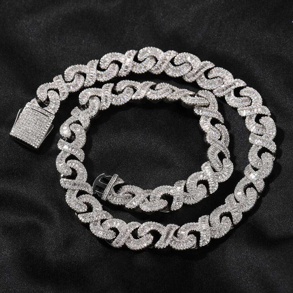 Uwin 12mm Infinity Chain Baguette Cuban Necklace Cubic Zirconia Micropave Charm y2k Jewelry Women Accessories Gifts