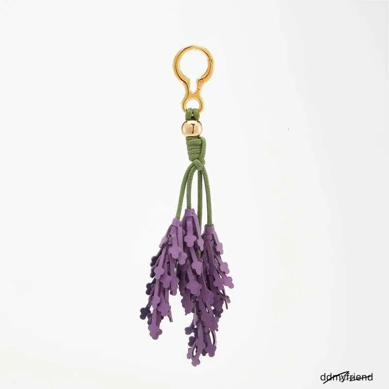 Lavender Leather Charm Purple Flower Keychain Pendant Decoration High Girl Gift Bag Accessories Z250611 Ddmyfriend