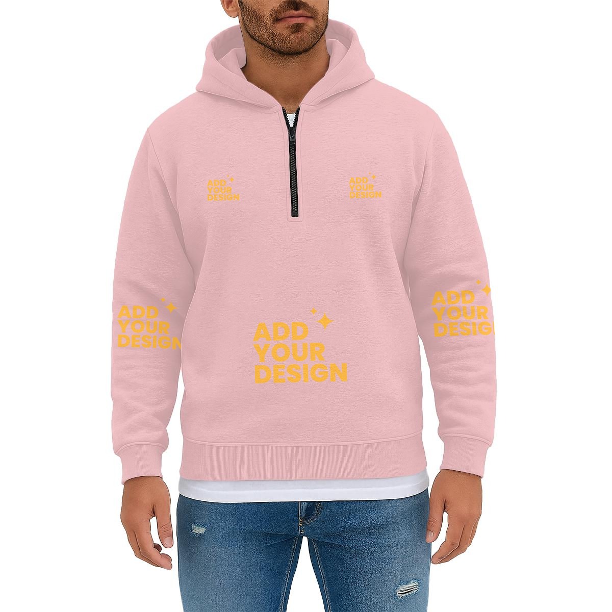 DHgatepod Men's Performance Half-Zip Pullover - DTF Print 100% Polyester Athletic Top for Workouts & Casual Wear