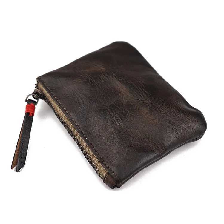 Genuine Leather Home Car Key Bag Vintage Handmade Cowhide Coin Purse Men and Women Zipper Mini Wallet Card Holder Z251023