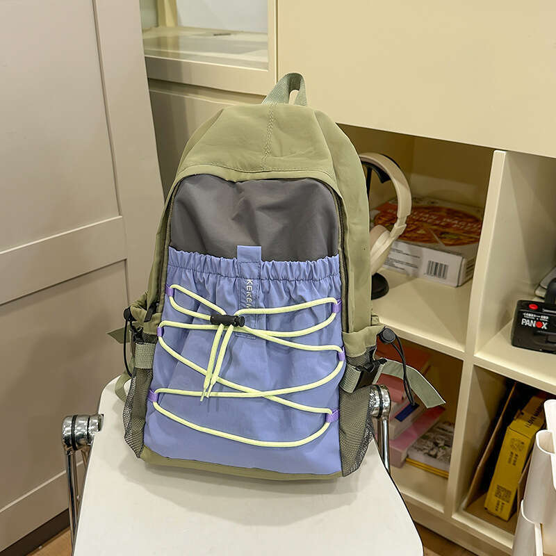 Simple Color Block Fashionable Travel Hiking Small Backpack High Value Middle And High Student School Bag High Quality