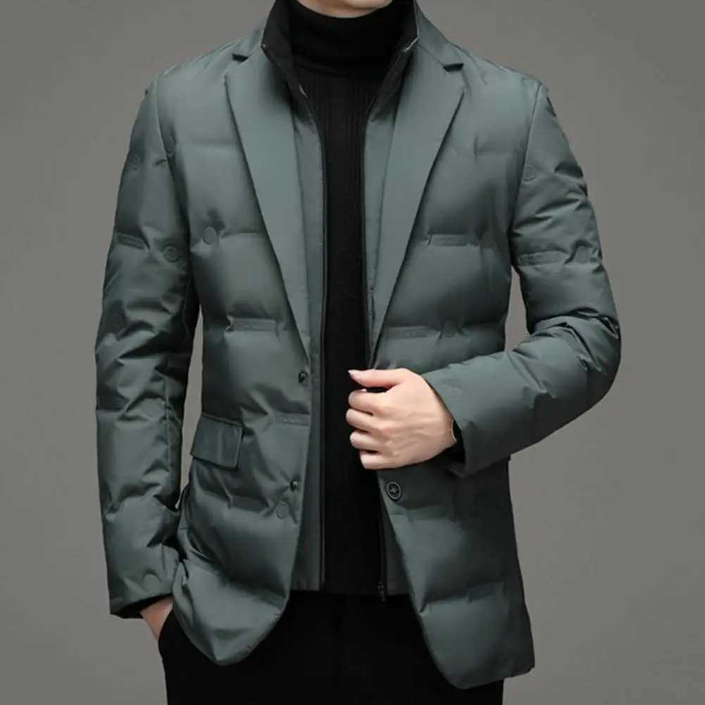 Winter Mens Coldproof Windproof Down Jacket Suit Scarf Collar Simple Down Jacket Male Clothing Z251024