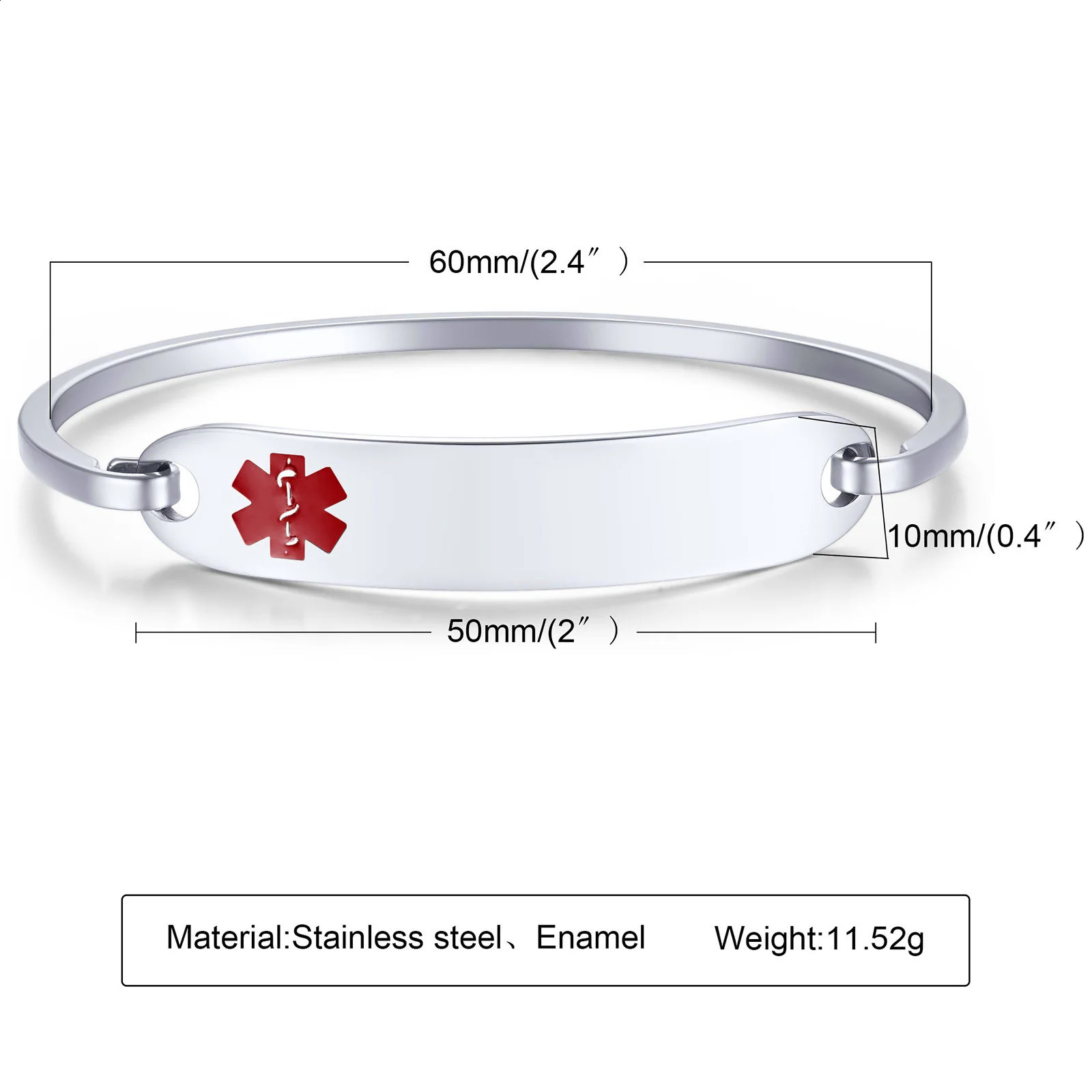 Personalized Alert Cuff Bracelet for Women Men Free Engraving Stainless Steel ID Bangle Emergency Contact SOS Jewelry 251014