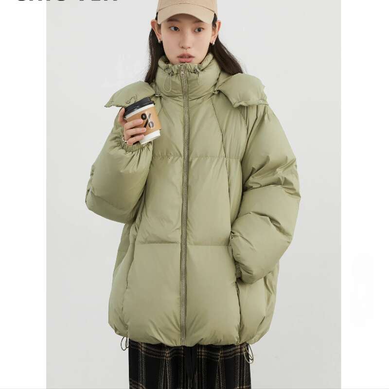 Women Coats Loose Solid Hooded 90 White Duck Female Down Medium Long Warm Jacket Autumn Winter 2025 Coats Designer Women