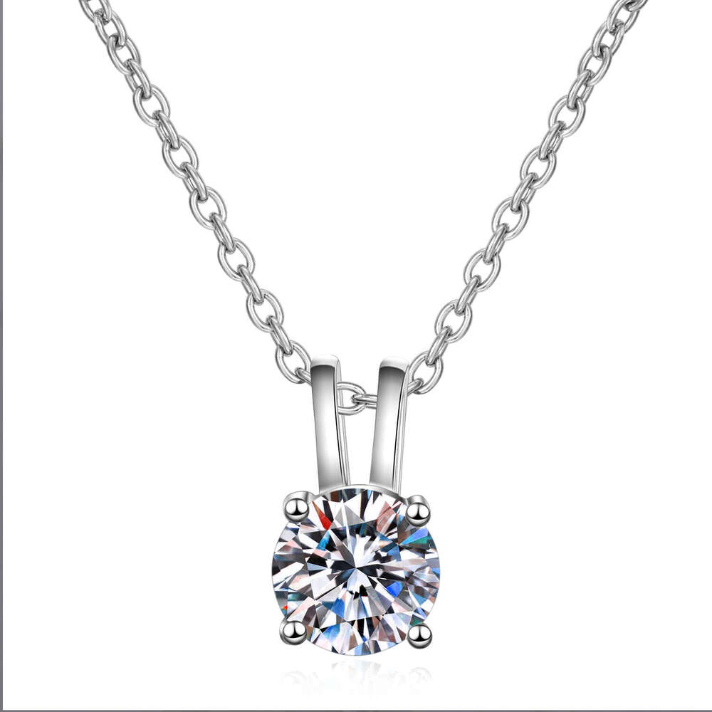 DHCollections-- S Pure Sier Four-Prong Women 80 Points Moissanite Rabbit Ear Knot Necklace Simulated Dia Collarbone Chain Straight