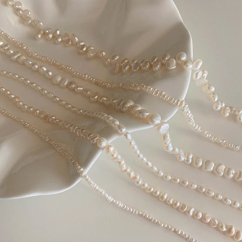 Minar Multiple French Natural Freshwater Pearl Necklace for Women Elegant Irregular Pearls Chokers Necklaces Wedding Jewelry 251016