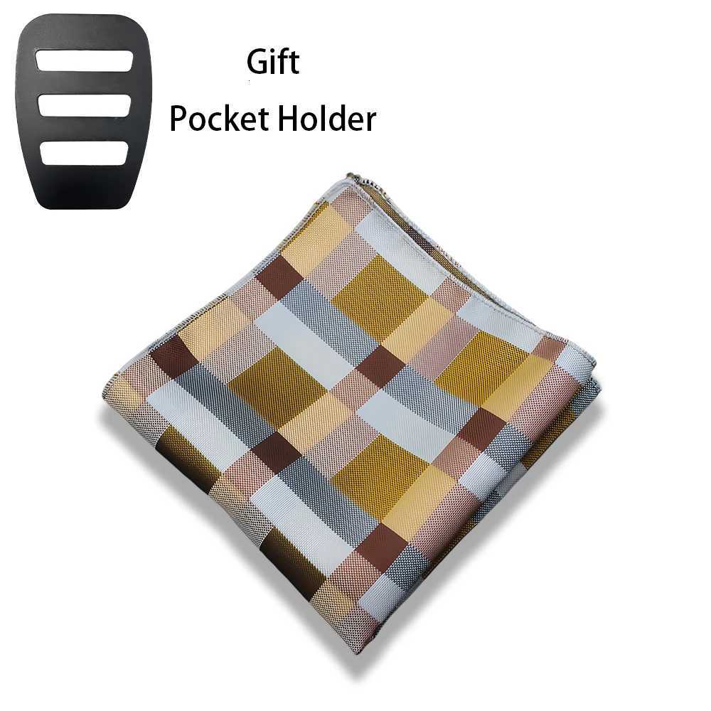 Vintage Grid Striped Jacquard Woven Men British Design Pocket Square Handkerchief Chest Towel Suit Accories Y251024