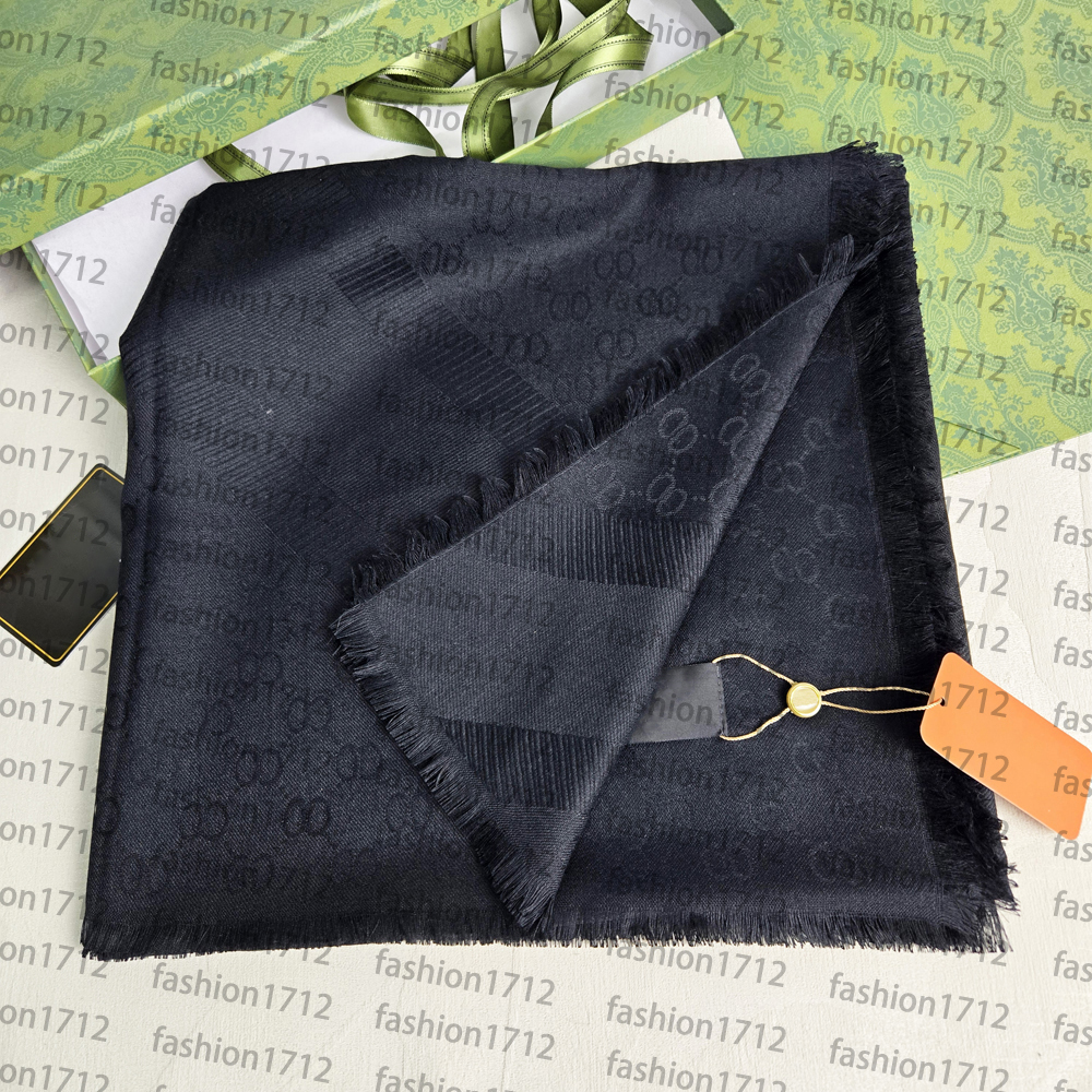 Designer Silk Scarf 140x140cm wool shawl scarves Women Fashion scarf Luxury shawl Classic scarf sjaal Black White scarf designer with box