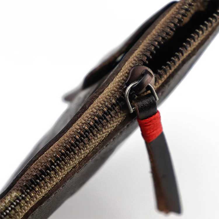 Genuine Leather Home Car Key Bag Vintage Handmade Cowhide Coin Purse Men and Women Zipper Mini Wallet Card Holder Z251023