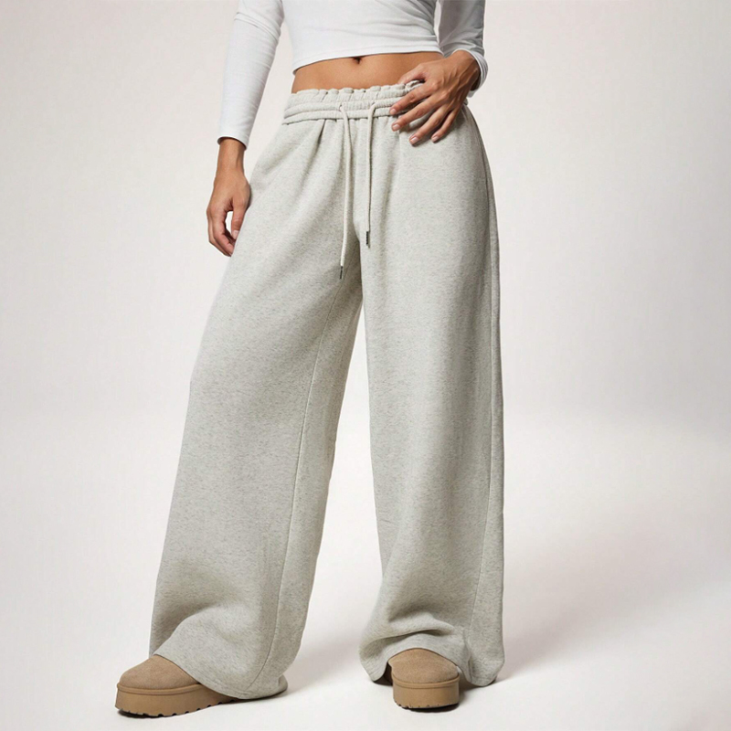 Spring and Autumn Solid Color Loose Feeling Loose Straight High Waist Skinny Wide Leg Pants yoga pants apricot