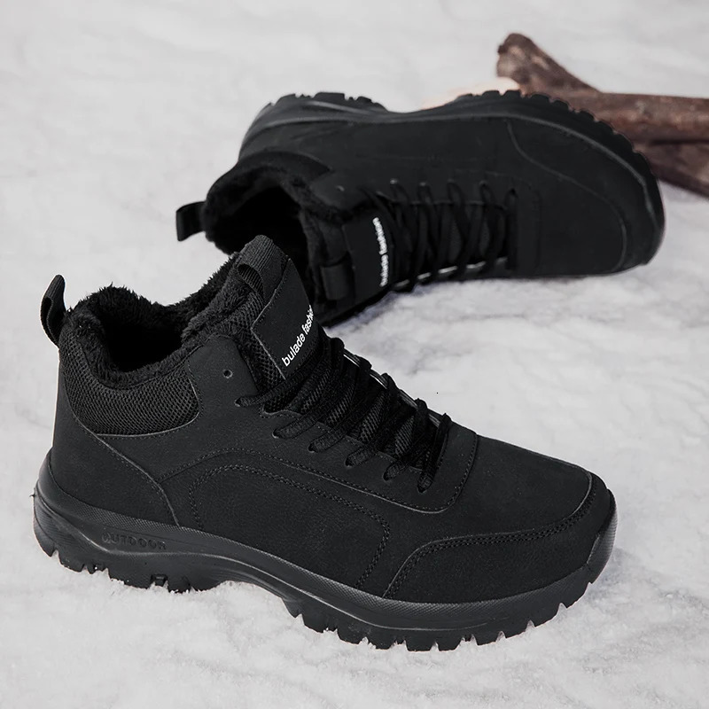 Winter Mens Boots Warm Plush Mens Snow Boots High Quality Winter NonSlip Sneakers Outdoor Mens Hiking Ankle Boots Work Shoes251020