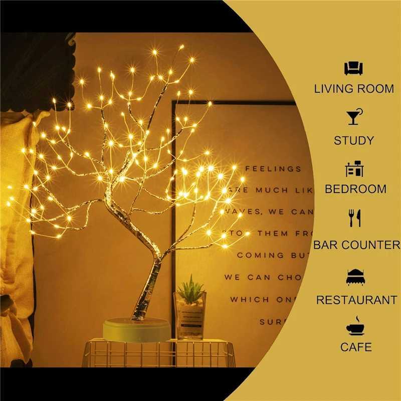 LED Night Light Mini Christmas Tree Copper Wire Garland Lamp For Kids Home Bedroom Decoration Decor Fairy Light Holiday lighting C251115