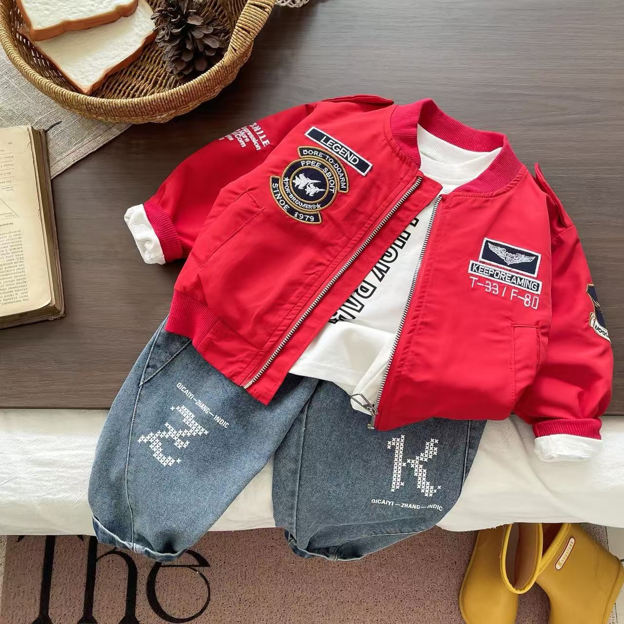 2025 New Hot Boys' Autumn Set, Children's Handsome Baseball Clothes, Baby Long Sleeve Three Piece Set, Free Shipping