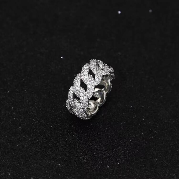 Yy Rts Iced Out Cuban Rings Moissanite Rings Pass Diamond Tester 925 Sterling Silver Hiphop Fine Jewelry Rings for Men
