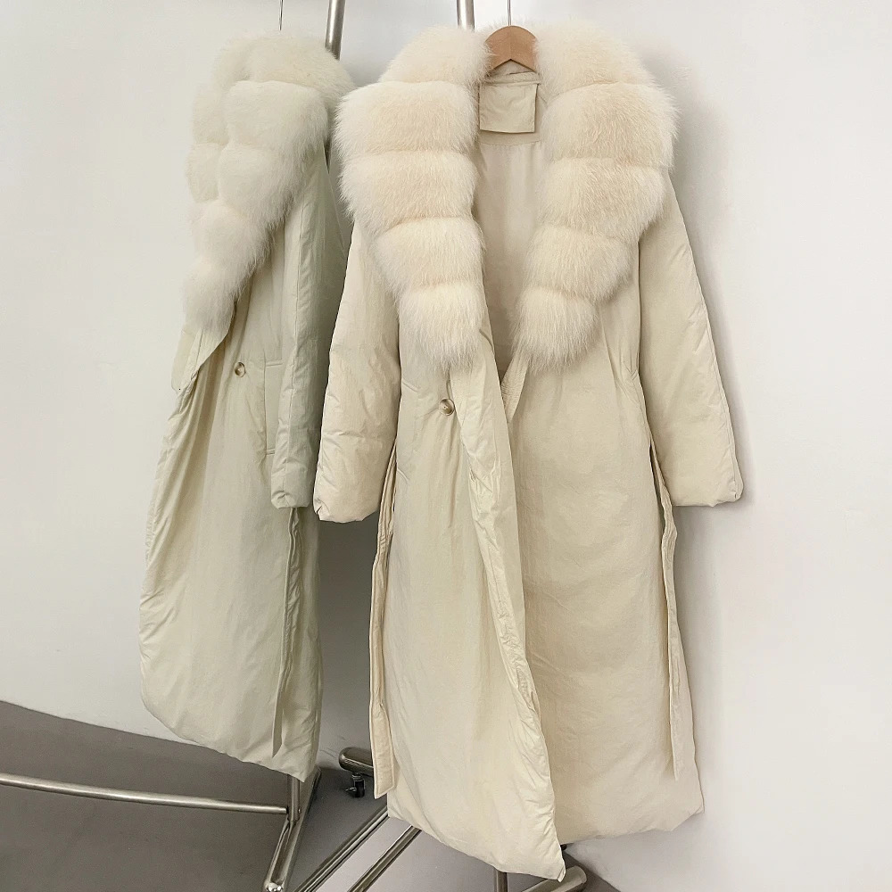 WHOLESALE Winter Long Hooded Puffer Jacket Women Warm Thickened Real Fox Fur Collar White Goose Down Jacket Waterproof Parkas 251024