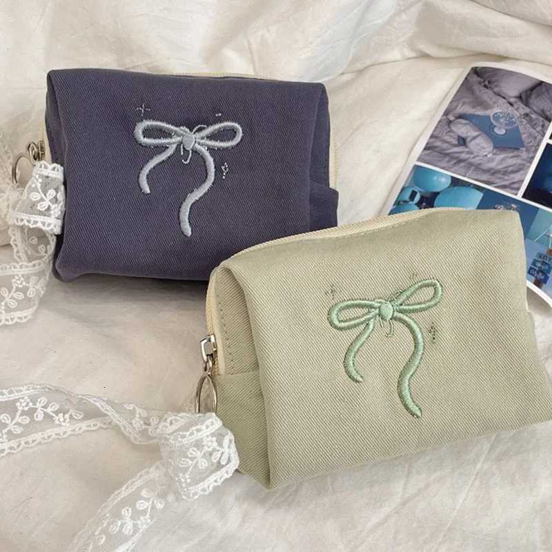 2025 Chic Cute Bow Makeup Bag for Women Portable Cosmetic Storage Purse Zip Closure Toiletry Bag Pouch PinkT251024