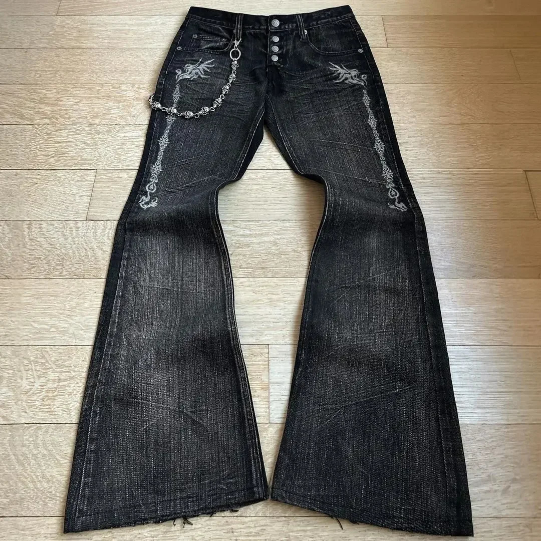 Harajuku old slim black jeans summer street hiphop punk men and women casual y2k microflared jeans ripped jeans 251023