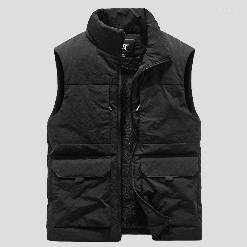 Men's Jackets Sleeveless Coat Multi-Pocket Clothing Winter Vest Fashion Large Size 6XL Male Warm Waistcoat Fleece Men