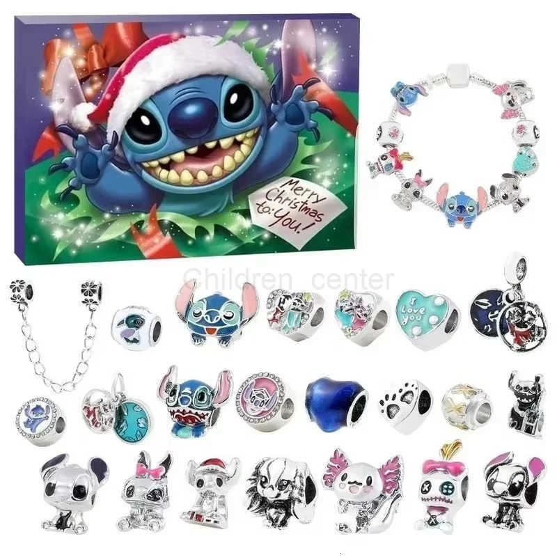 Disney Christmas DIY Stitch & Mickey Mouse Advent Calendar Bracelet Craft Set for Kids - Perfect Holiday Counting Down Accessory